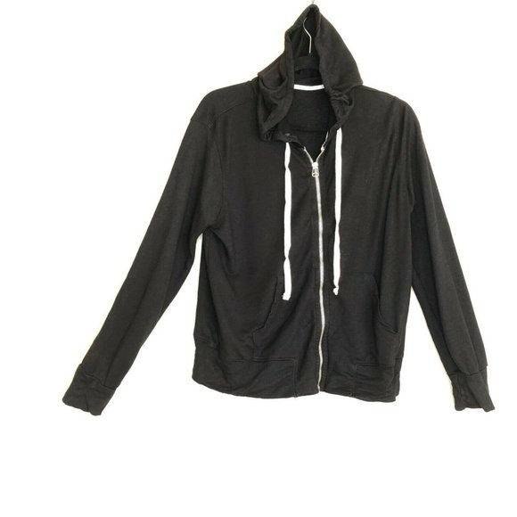 Sundry Anthropologie Size Small 1 Zip Hoodie French Terry Jacket in Black NEW - Picture 5 of 12